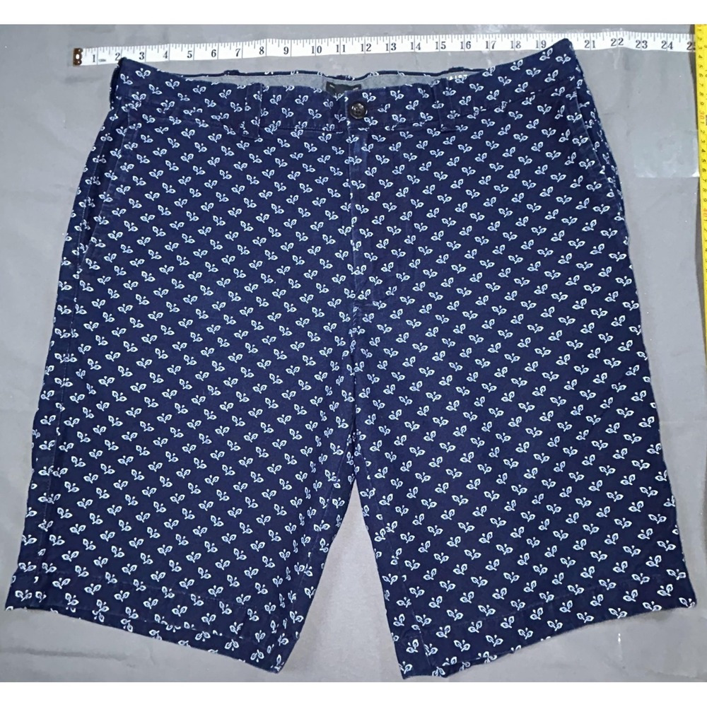 J.Crew Shorts Mens 35 Blue‎ White Floral Chino Flat Front 10.5 Inseam Casual